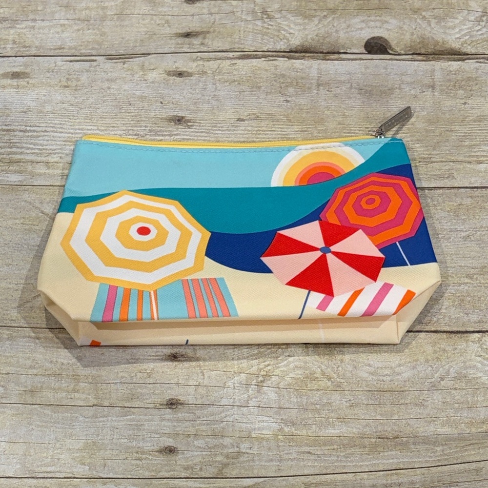 Clinique makeup bag beach vacation colorful